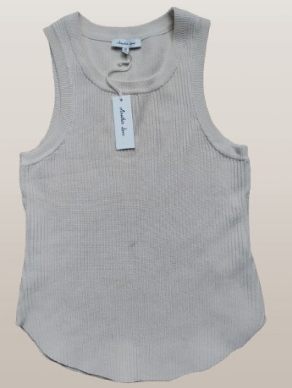 NWT ANOTHER LOVE THICK RIB KNIT TANK TOP BEIGE SIZE M QUIET LUXURY
